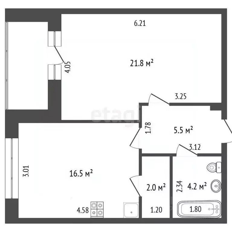 1-к кв. Челябинская область, Челябинск Комсомольский просп., 149 (51.8 ... - Фото 2
