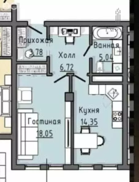 1-комнатная квартира: Грозный, проспект В.В. Путина, 1 (47.9 м) - Фото 0