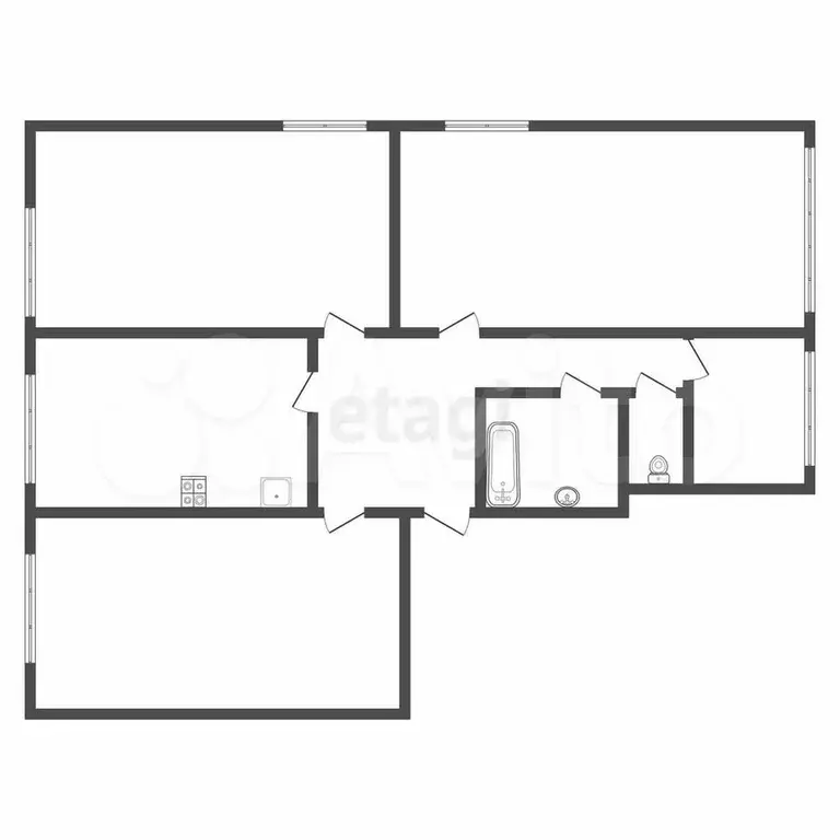 3-к. квартира, 75,9 м, 1/3 эт. - Фото 0