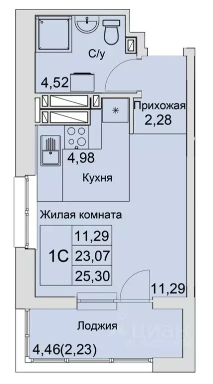 Студия Ростовская область, Батайск  (25.3 м) - Фото 0