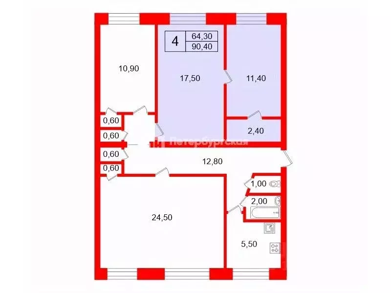 Комната Санкт-Петербург Витебский просп., 31К2 (28.9 м) - Фото 2