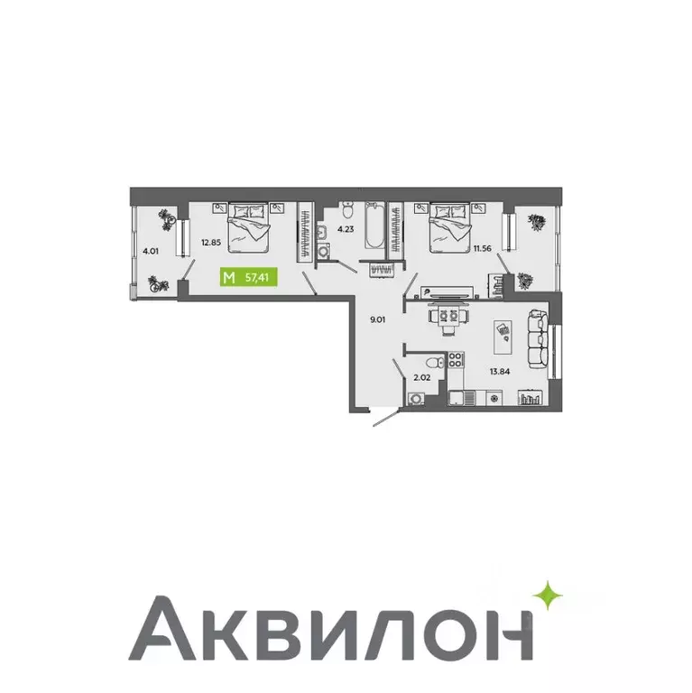 2-к кв. Архангельская область, Северодвинск Аквилон Севен жилой ... - Фото 0