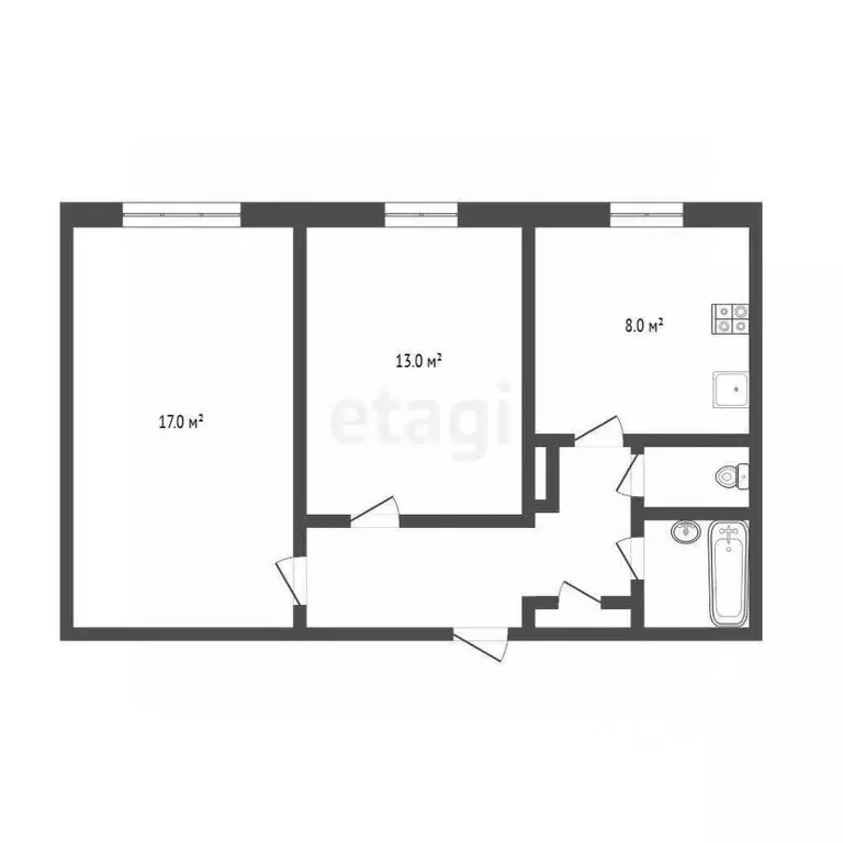 2-к кв. Тюменская область, Тюмень ул. 50 лет Октября, 36а (55.0 м) - Фото 2