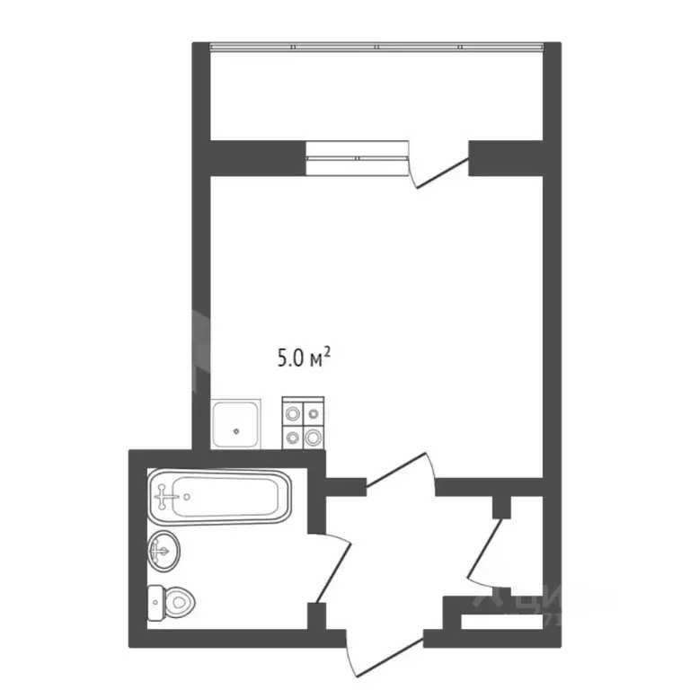 Студия Тюменская область, Тюмень ул. Мельникайте, 115 (20.0 м) - Фото 2