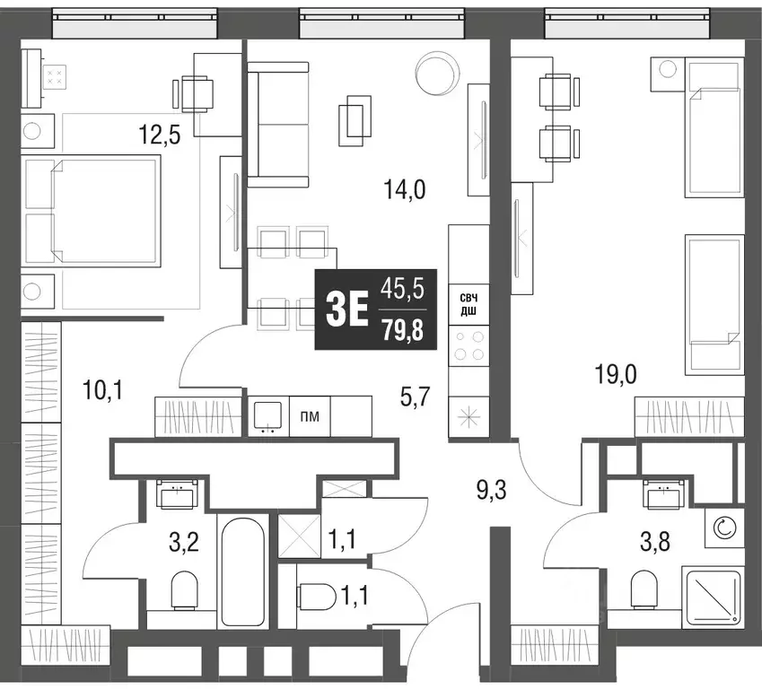 3-к кв. Москва проезд Серебрякова, 11к2 (79.7 м) - Фото 1