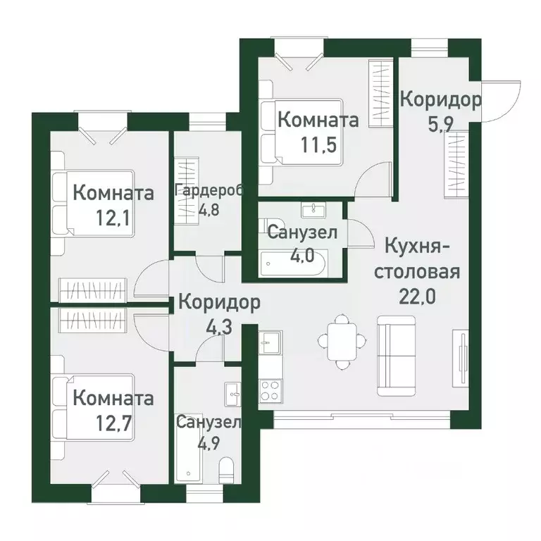 3-к кв. Челябинская область, Челябинский городской округ, пос. ... - Фото 1