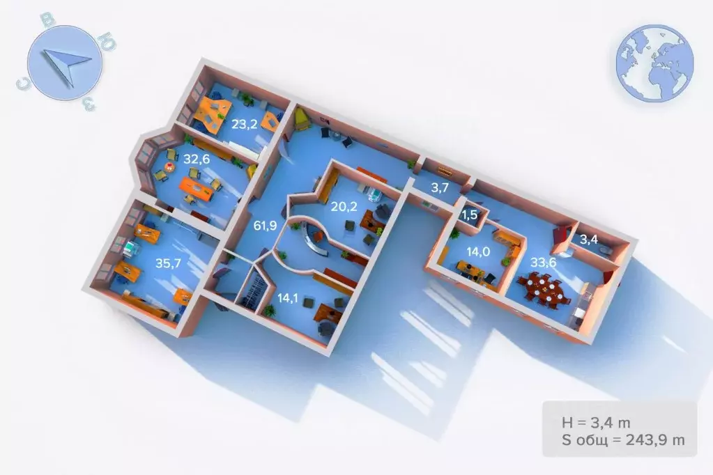 Офис в Санкт-Петербург Каменноостровский просп., 20 (244 м) - Фото 2