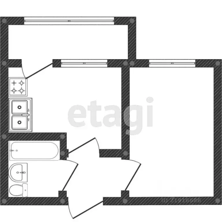 Студия Калининградская область, Зеленоградск ул. Пугачева, 4А (48.0 м) - Фото 2