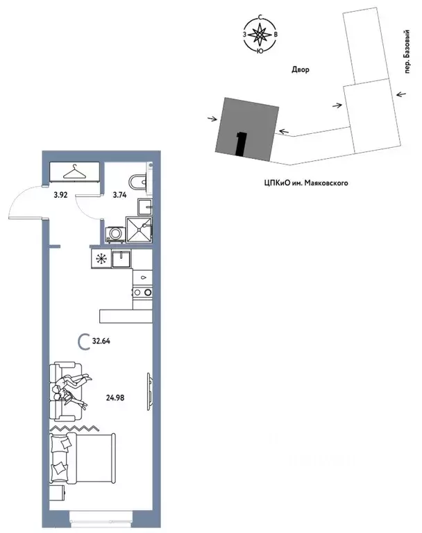 Студия Свердловская область, Екатеринбург пер. Базовый, 10 (32.64 м) - Фото 1