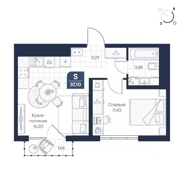 1-к кв. Новгородская область, Великий Новгород Медь кв-л,  (37.1 м) - Фото 1