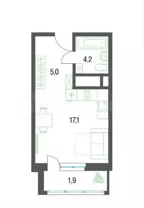 Квартира-студия, 28 м, 7/14 эт. - Фото 0