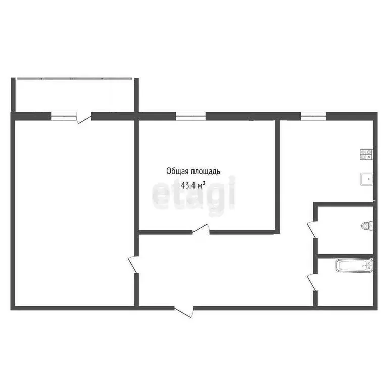 2-комнатная квартира: Юрга, улица Никитина, 67 (43.2 м) - Фото 0