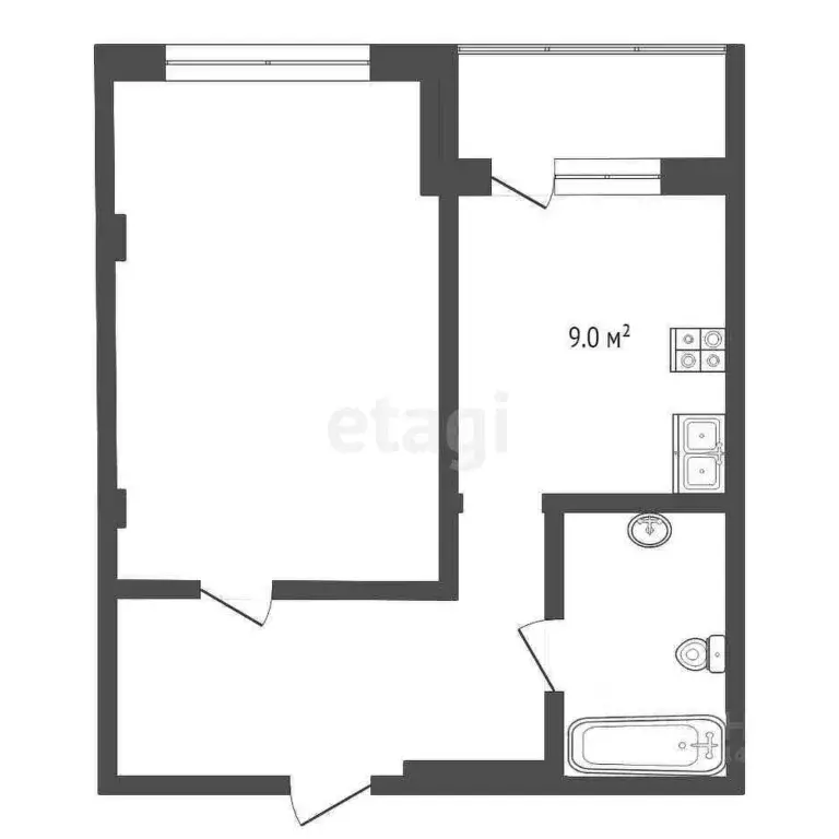 1-к кв. Тюменская область, Тюмень ул. Федюнинского, 58 (39.0 м) - Фото 2