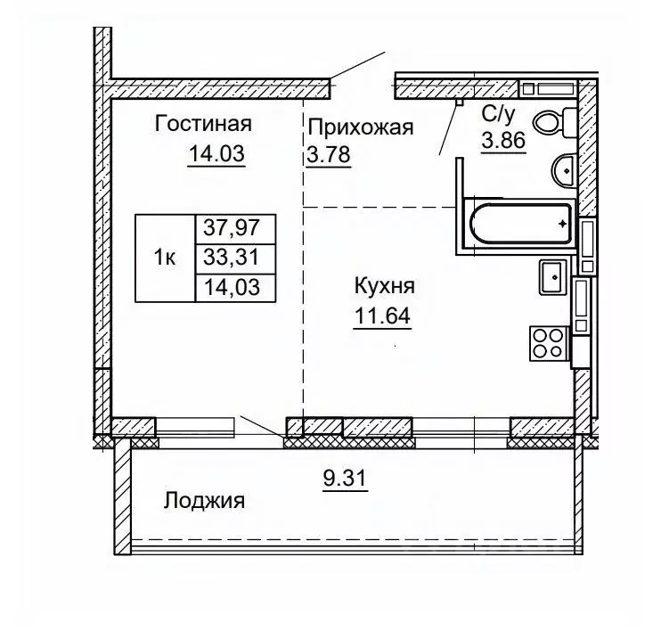 1-к кв. Алтайский край, Барнаул ул. Никитина, 41 (37.97 м) - Фото 0