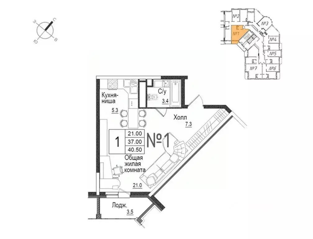 1-к кв. Московская область, Наро-Фоминск ул. Новикова, 20/1 (40.9 м) - Фото 1