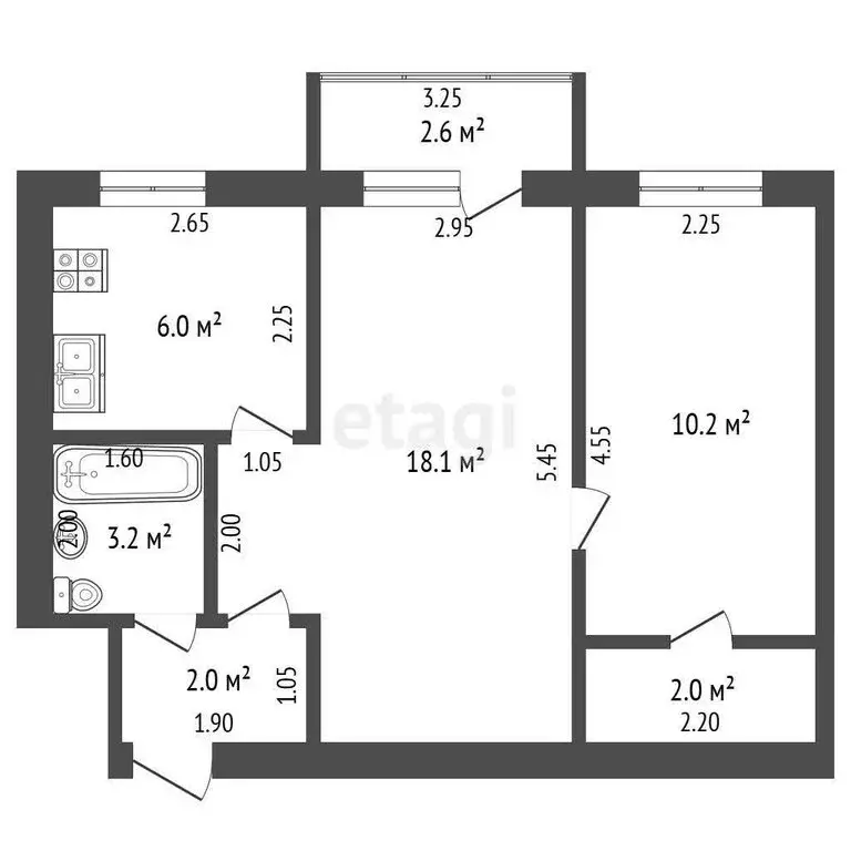 2-комнатная квартира: Геленджик, Херсонская улица, 26 (41.5 м) - Фото 0