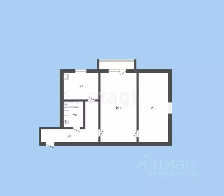 2-к кв. Карачаево-Черкесия, Черкесск Крайняя ул., 33А (42.2 м) - Фото 1