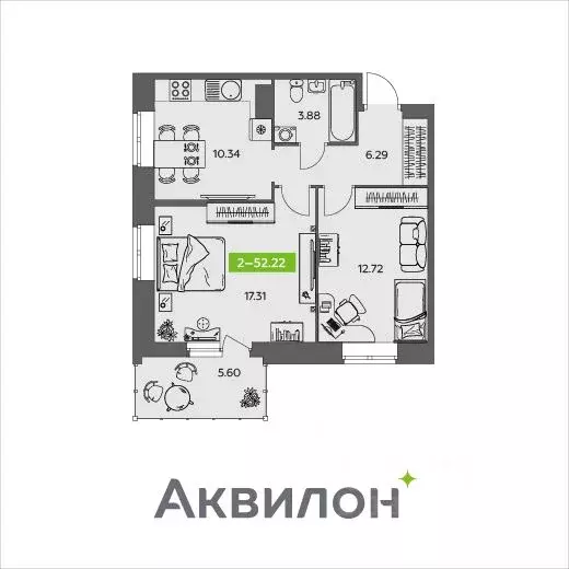 2-к кв. Архангельская область, Северодвинск Аквилонлайн жилой комплекс ... - Фото 0