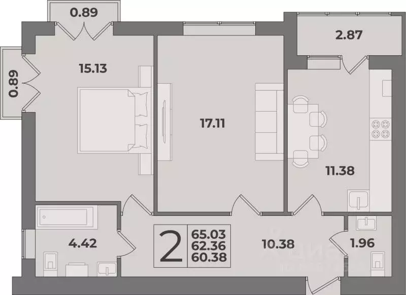 2-к кв. Калининградская область, Калининград Суздальская ул., 15 ... - Фото 1
