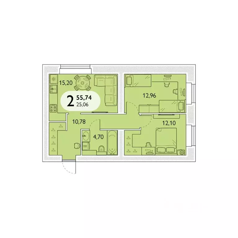2-к кв. Брянская область, Брянский район, пос. Мичуринский, ... - Фото 1