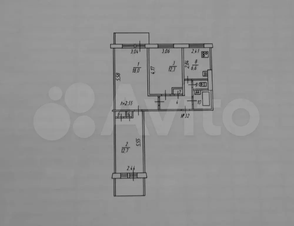 3-к. квартира, 62,3 м, 9/9 эт. - Фото 0