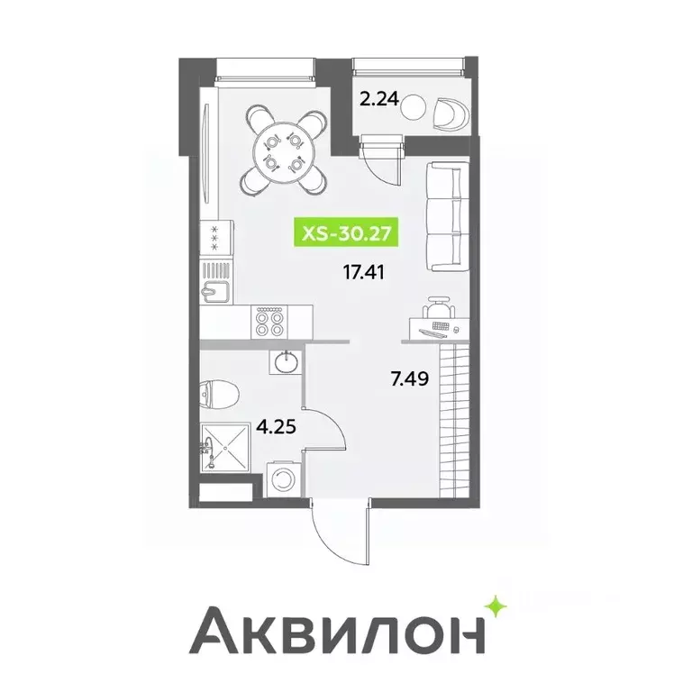 Студия Санкт-Петербург ул. Среднерогатская, 11к2 (30.27 м) - Фото 0