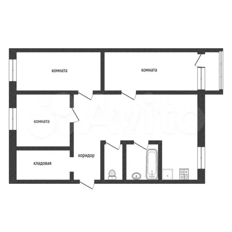 3-к. квартира, 61 м, 2/5 эт. - Фото 0