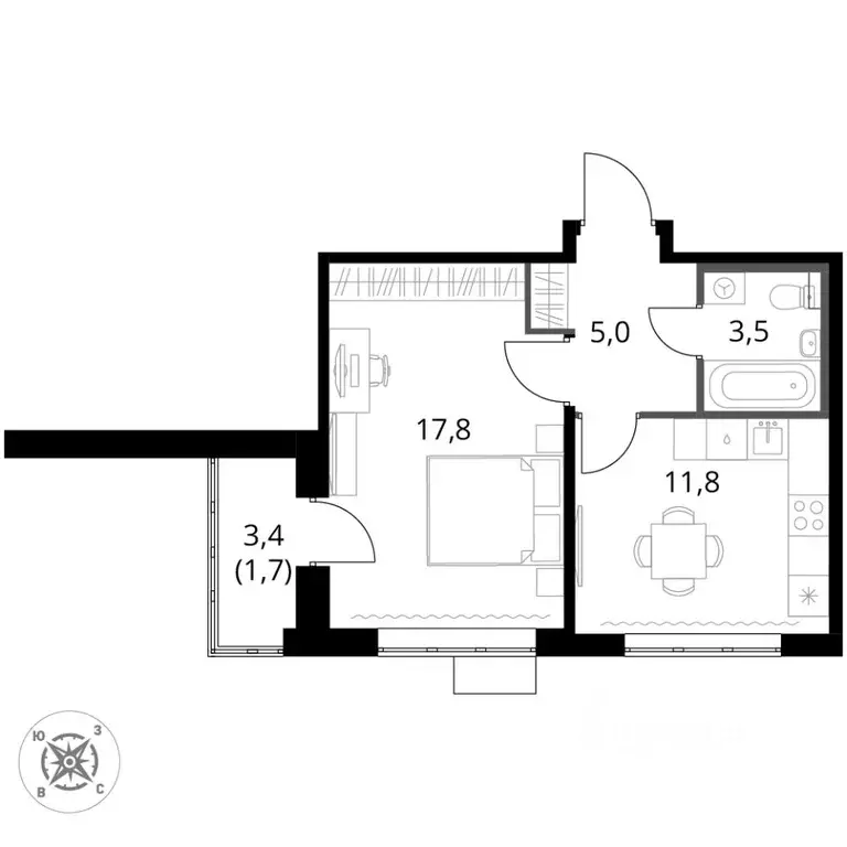 1-к кв. Московская область, Химки Подрезково мкр, 1-й Шереметьевский ... - Фото 2