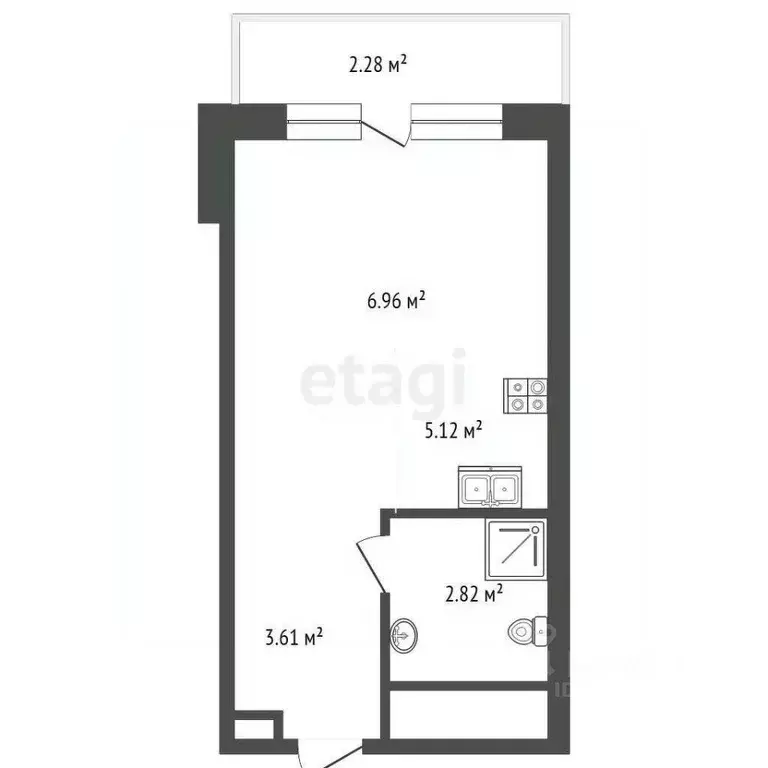 Студия Тюменская область, Тюмень Причальная ул., 7 (18.51 м) - Фото 1
