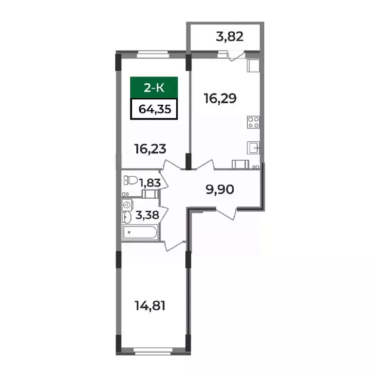 2-к кв. Владимирская область, Ковров Еловая ул., 11 (64.35 м) - Фото 0