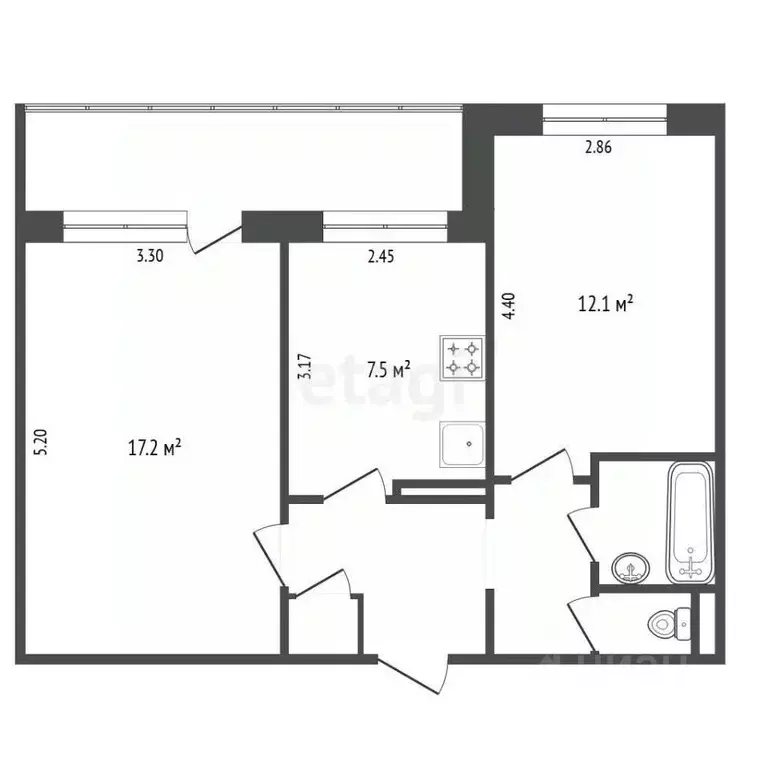 2-к кв. Ярославская область, Рыбинск Молодежная ул., 6 (48.2 м) - Фото 1