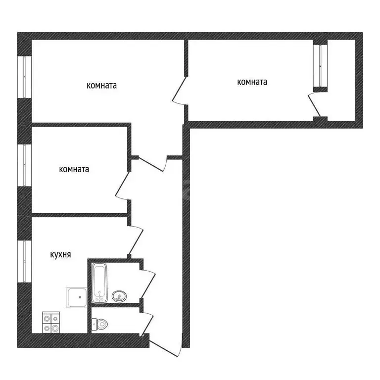 3-комнатная квартира: Кириши, улица Нефтехимиков, 19 (64.1 м) - Фото 1