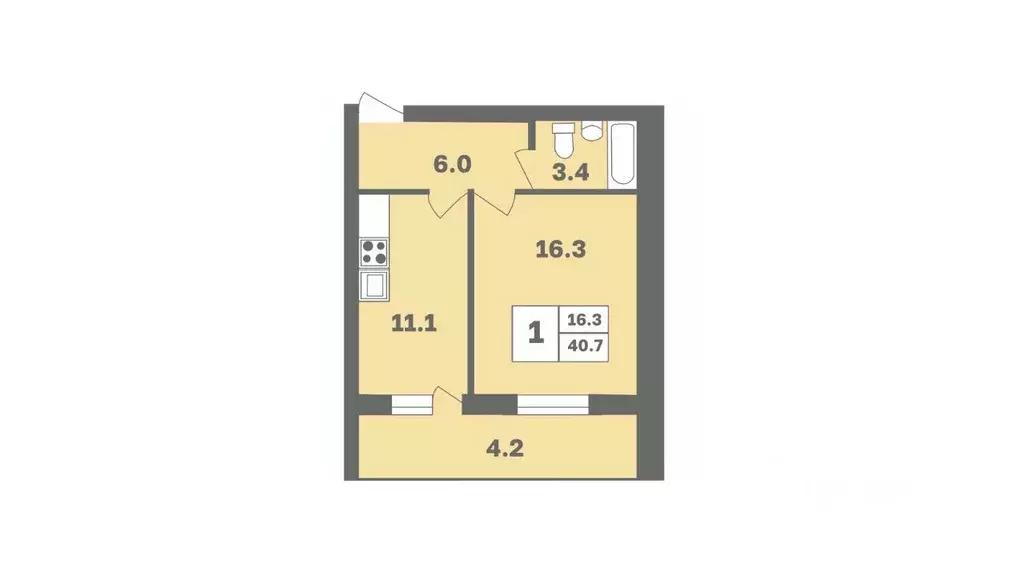 1-к кв. Башкортостан, Уфа Дагестанская ул., лит12 (40.7 м) - Фото 1