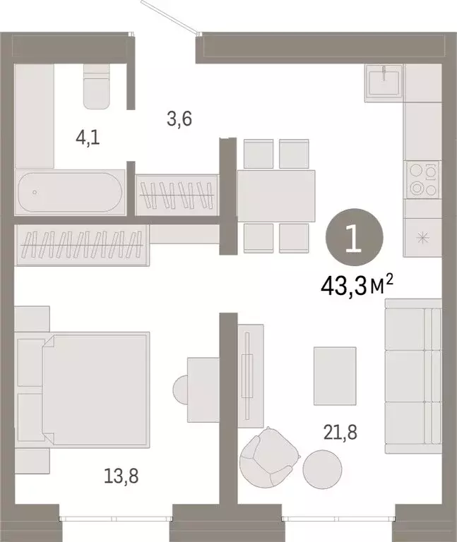 1-комнатная квартира: Екатеринбург, улица Советских Женщин (43.2 м) - Фото 0