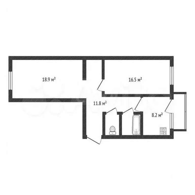 2-к. квартира, 60,9 м, 5/5 эт. - Фото 1