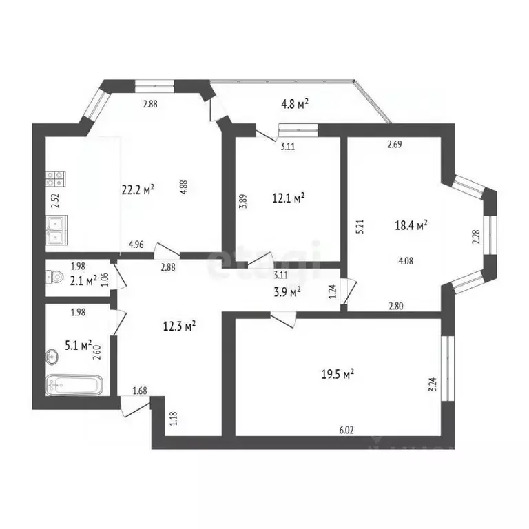 3-к кв. Тюменская область, Тюмень ул. Мельникайте, 94к1 (95.6 м) - Фото 2