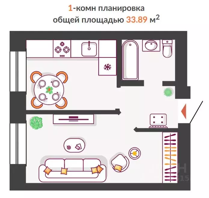 1-к кв. Самарская область, Тольятти Южный Бульвар жилой комплекс ... - Фото 0