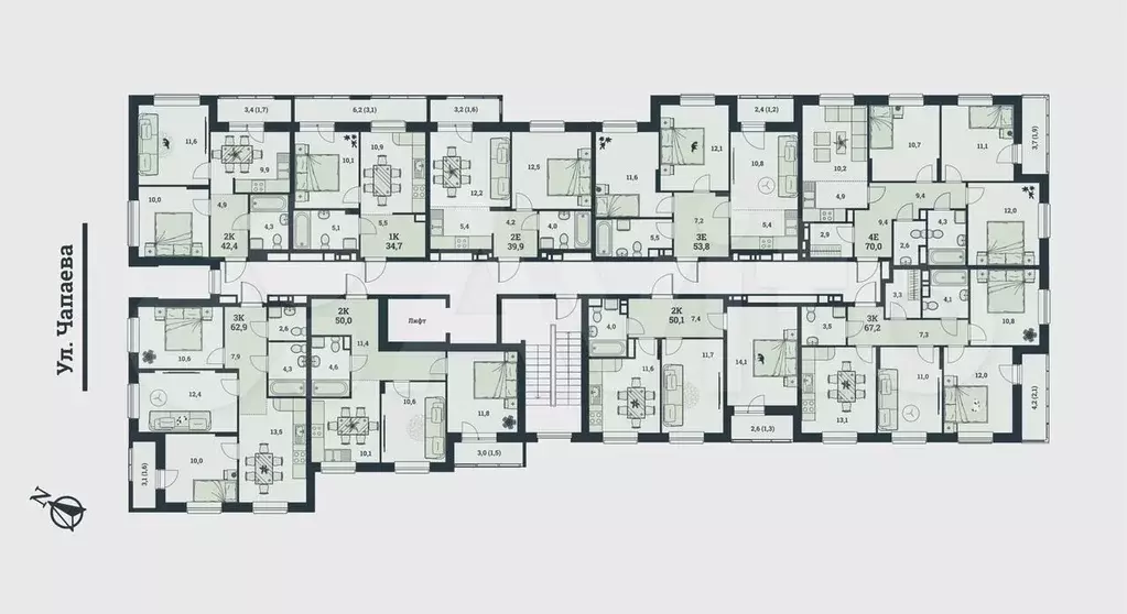 2-к. квартира, 42,4 м, 2/8 эт. - Фото 1
