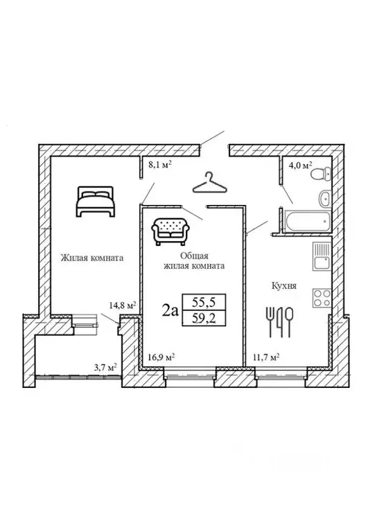2-к кв. Тамбовская область, Тамбовский муниципальный округ, д. Крутые ... - Фото 1
