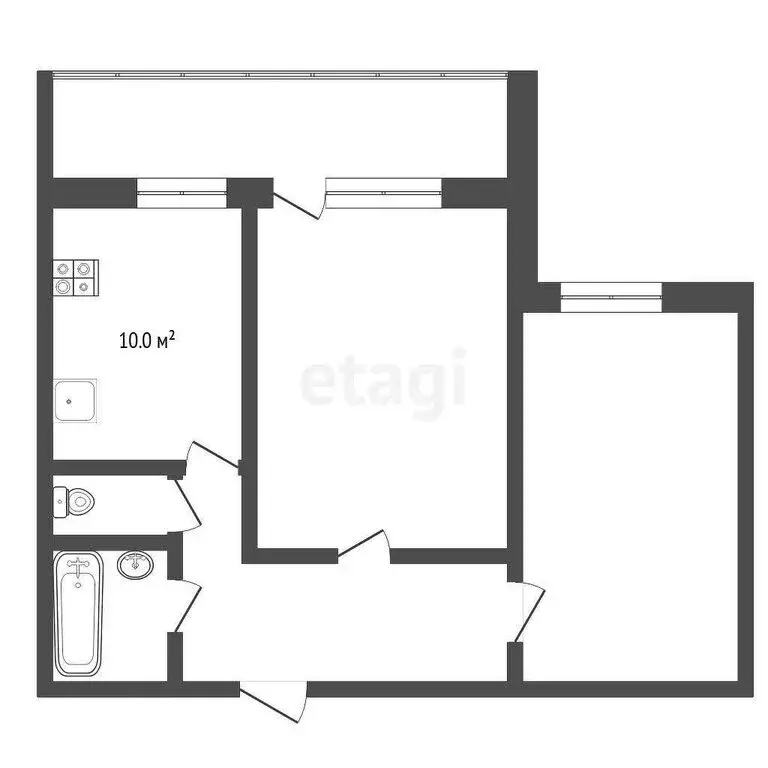 2-комнатная квартира: Тюмень, улица Монтажников, 13 (43.9 м) - Фото 0