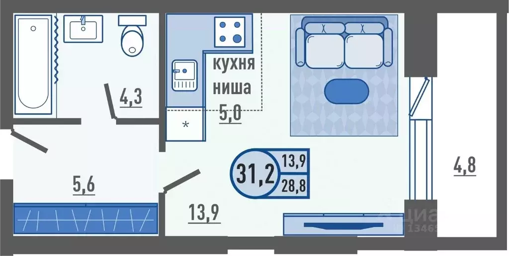 Студия Орловская область, Орловский район, д. Жилина ул. Генерала ... - Фото 0