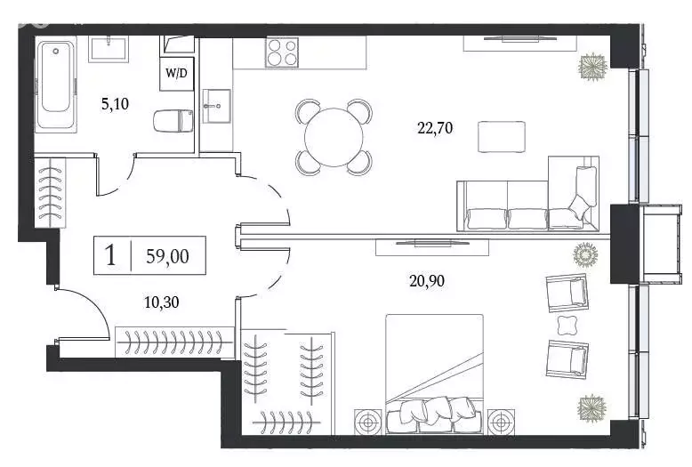 2-комнатная квартира: Москва, проспект Андропова, 9/1 (59 м) - Фото 1
