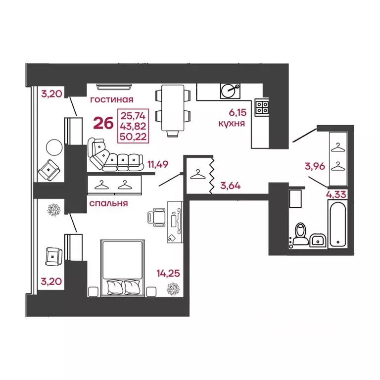 2-к кв. Пензенская область, Пенза ул. Леонова, 4 (50.22 м) - Фото 1