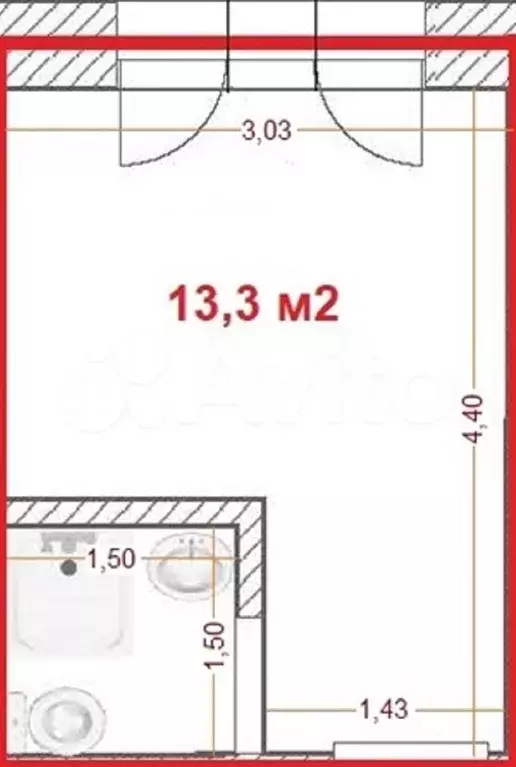 Квартира-студия, 13,3 м, 1/5 эт. - Фото 0