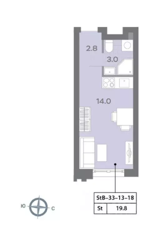 Студия Москва Ильменский проезд, 4к1 (19.8 м) - Фото 1