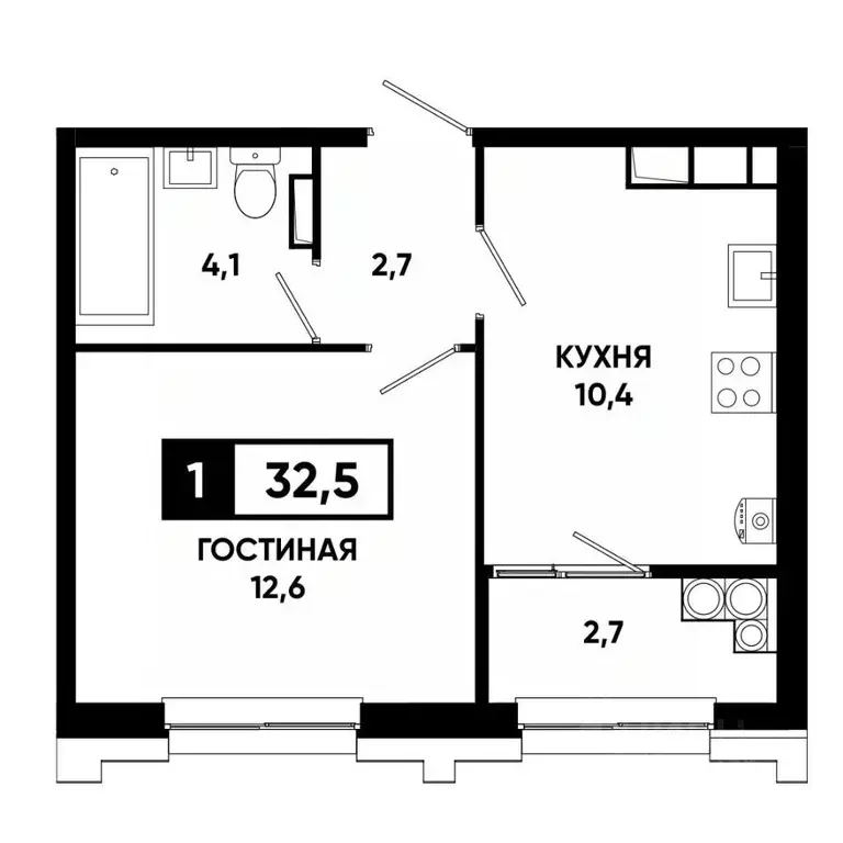 1-к кв. Ставропольский край, Ставрополь просп. Российский, 16к1 (32.5 ... - Фото 1