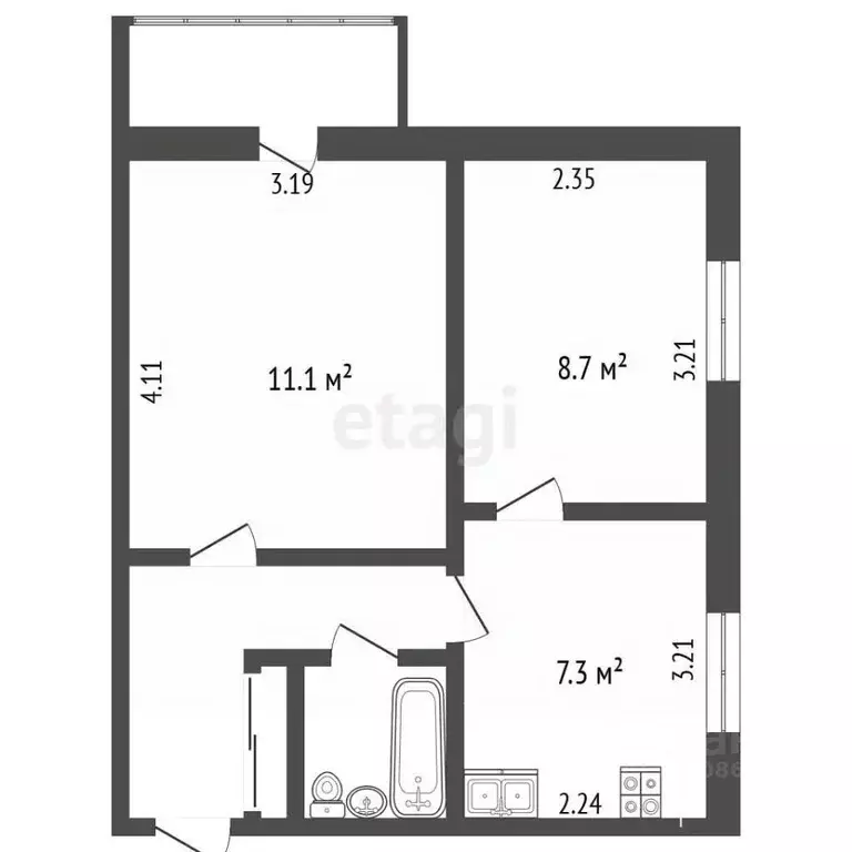 2-к кв. Омская область, Омск Городок Нефтяников мкр, ул. 19-го ... - Фото 1