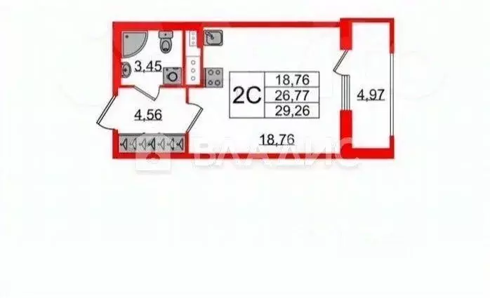 Квартира, студия, 25 м - Фото 0