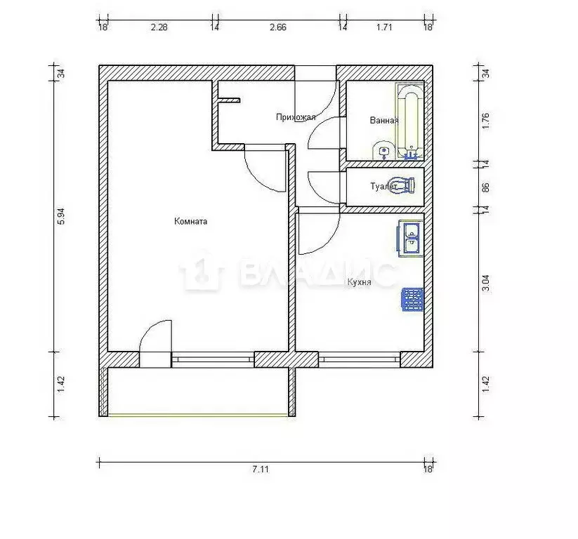 1-комнатная квартира: посёлок городского типа Селятино, Теннисная ... - Фото 1