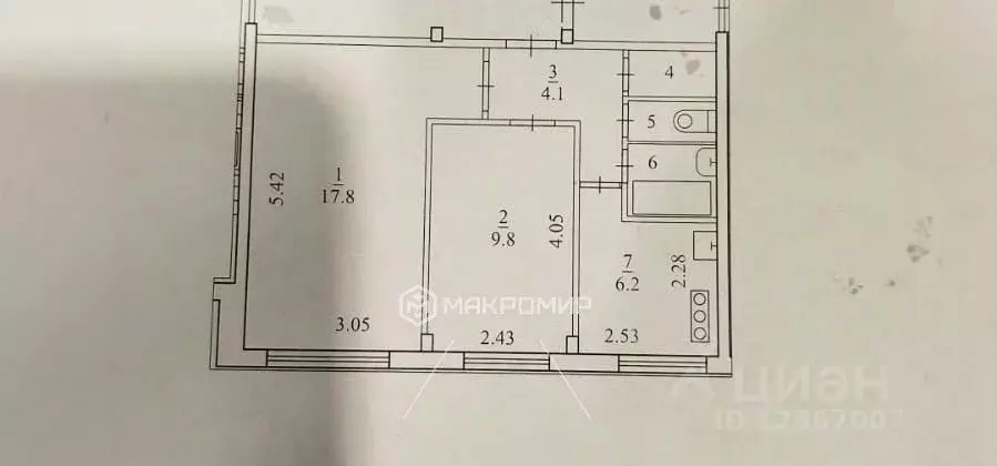 2-к кв. архангельская область, архангельск почтовая ул, 23 (43.0 м) - Фото 1